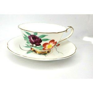 Vintage Bone China E Floral Design Tea Cup And Saucer Made In Japan